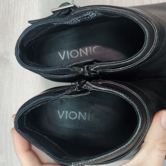 Vionic Women Shasta Ankle Leather Wedge Boots shoes sz 7 - Picture 7 of 16